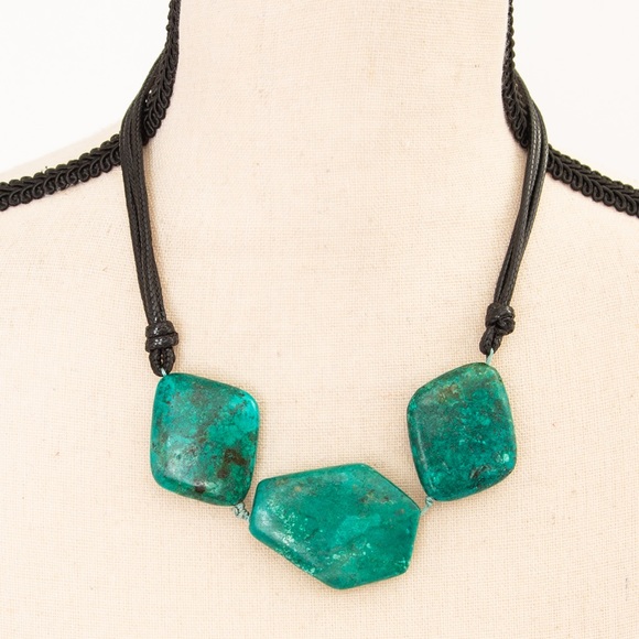 AIL aluma large turquoise look necklace sterling silver approx 17.5” & 1.5” ext - Picture 1 of 11